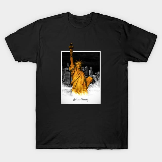 Gold Statue of Liberty T-Shirt by 4for4movement